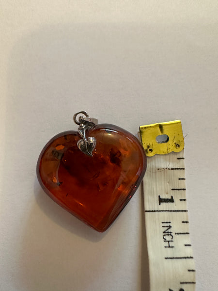 Baltic Amber and silver heart pendant