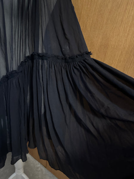 All Saints Black Silk Roxanna Babydoll Dress free size