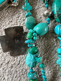 Kim Yubeta Turquoise Cross Charm Necklace