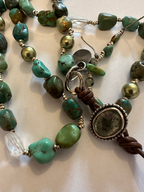 Deeta By Design Silver turquoise necklace wrap bracelet