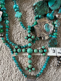 Kim Yubeta Turquoise Cross Charm Necklace