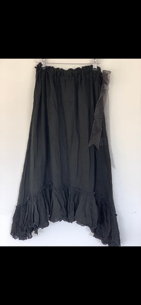 RitaNoTiara Black Cotton gauze asymmetric Maxi Skirt