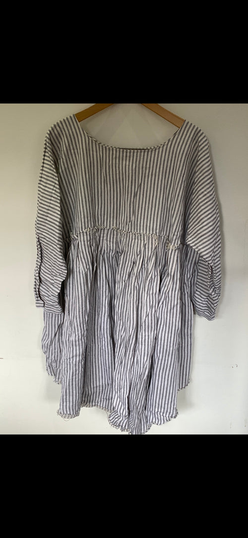 Ready to Ship May Ticking Stripe  Cotton Dress One Size