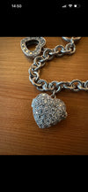 Silver hallmarked heart charm bracelet