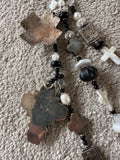 Kim Yubeta Mother of Pearl Cross Onyx Charm Necklace