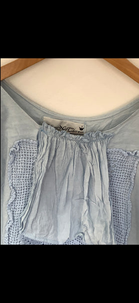 Pale Blue Vintage crochet sleeveless Top