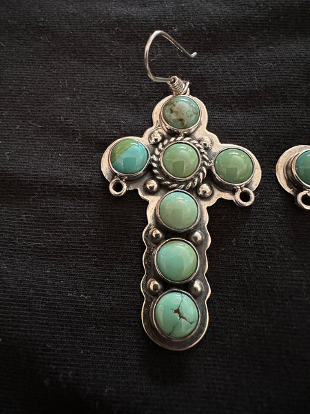 Federico Jimenez Earrings Silver & Turquoise Cross