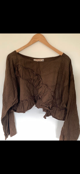 Coco Brown ticking stripe oversized top