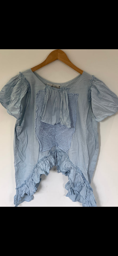 Pale Blue Vintage crochet sleeveless Top