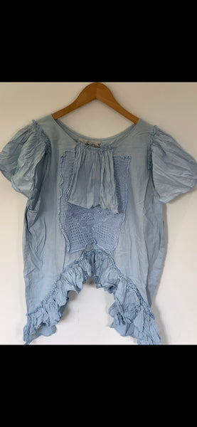 Pale Blue Vintage crochet sleeveless Top