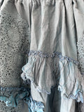 RitaNoTiara Teal cropped Eudora crochet patched pants