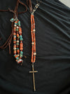 Spiny Oyster long copper Cross Necklace