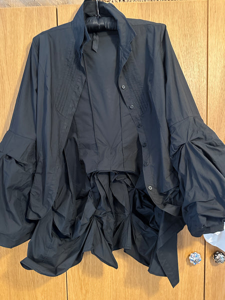 All Saints Iconic Katerina shirt UK 12 EU 40 US 8 Black cotton steampunk Gothic