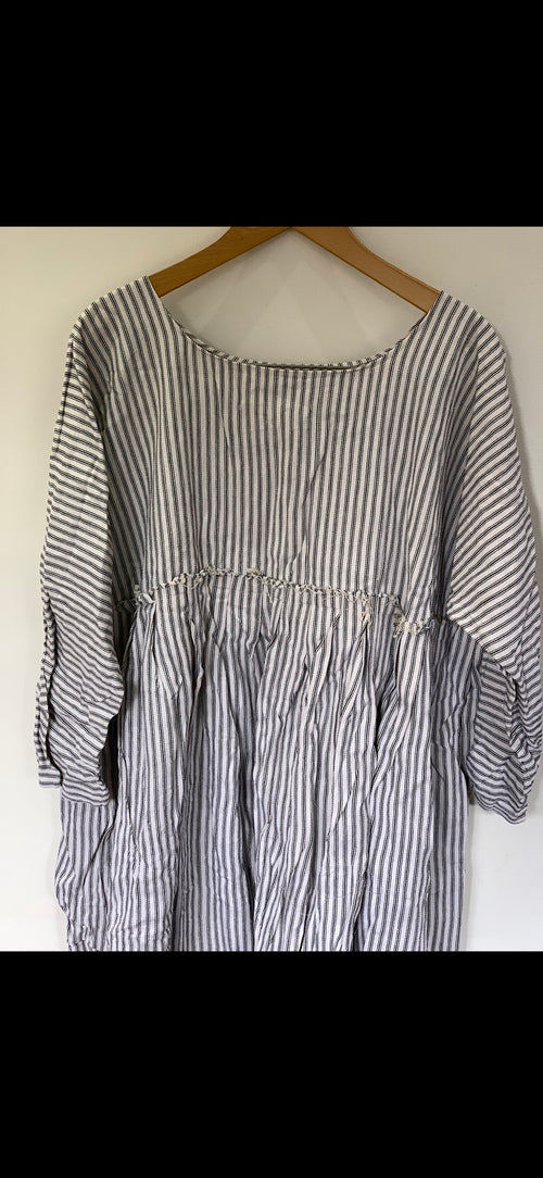 Ready to Ship May Ticking Stripe  Cotton Dress One Size