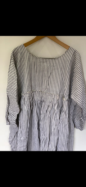 Ready to Ship May Ticking Stripe  Cotton Dress One Size