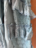 RitaNoTiara Teal cropped Eudora crochet patched pants