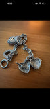 Silver hallmarked heart charm bracelet