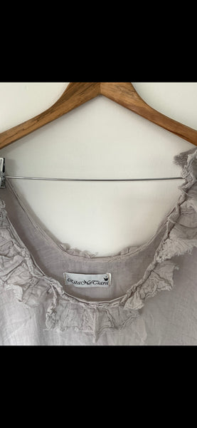 Pale Grey Janey raw edge pirate shirt