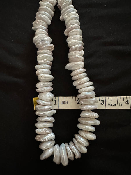 Old stock Large luminous white coin pearl Necklace