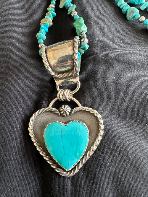 Deeta by Design large silver turquoise heart pendant