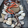 Spiny Oyster long copper Cross Necklace