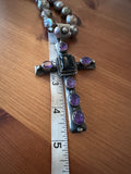 Huge chimney Butte Silver and Amethyst cross pendant on Baroque pearl necklace