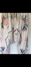 OOAK vintage linen hand embroidered  Harem Pants