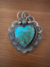 925 Silver and turquoise large heart pendant