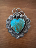925 Silver and turquoise large heart pendant
