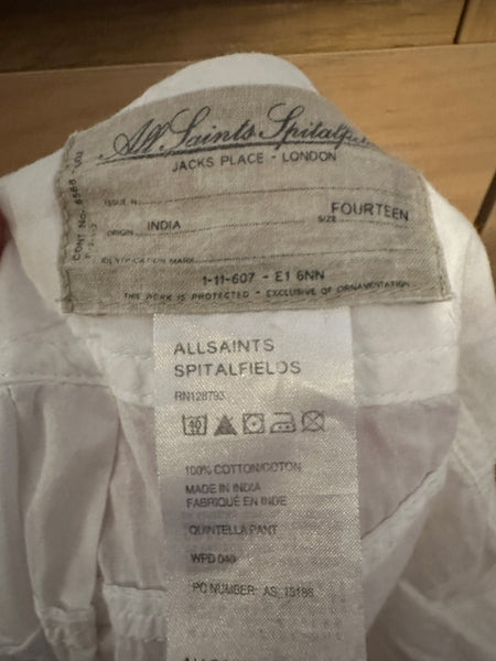 All Saints vintage Quintella white pants trousers UK 14 + US 10 +