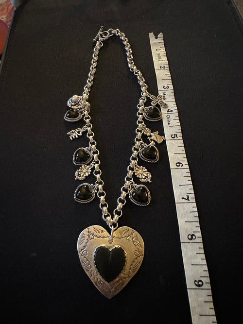 Joan Slifka Black Heart charm necklace