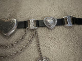 BNWOT Streets Ahead Mia Heart leather belt L black silver made in USA adjustable