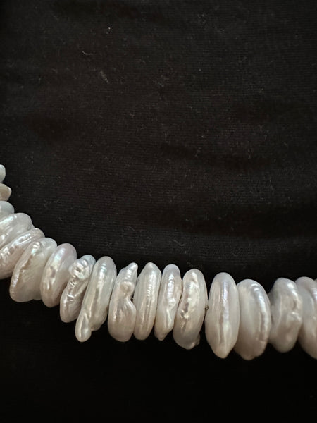 Old stock Large luminous white coin pearl Necklace