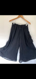 RitaNoTiara black gauze cotton wide leg big pocket pants