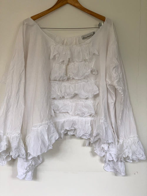 Ready to Ship RitaNoTiara OOAK White Frilly top