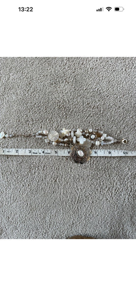 Kim Yubeta OOAK cross charm bracelet mother of pearl silver certificate western