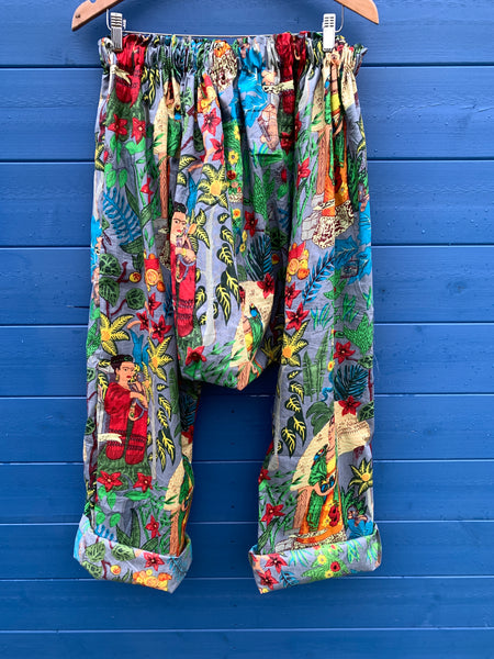 Ready to Ship Frida Kahlo Grey Harem Pants