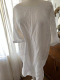 Curve Hem  White Linen Top