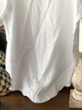 Curve Hem  White Linen Top