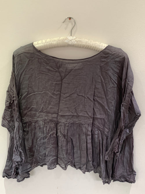 RitaNoTiara Slate Grey Cotton Frill Top