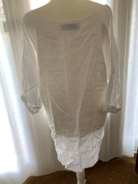 Simple Asymmetric White Linen Top