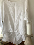 Simple Asymmetric White Linen Top