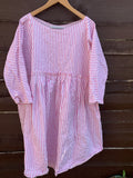 Ready to Ship May Ticking Stripe Pink Cotton Dress One Size