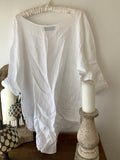 Simple Asymmetric White Linen Top