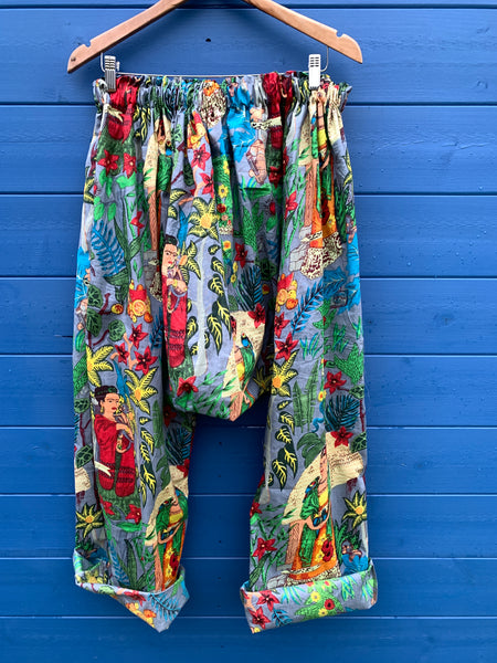 Ready to Ship Frida Kahlo Grey Harem Pants