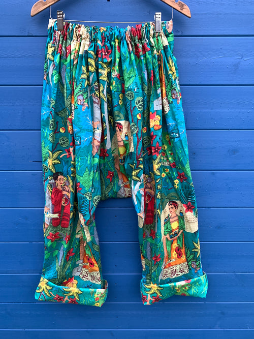 Ready to Ship Frida Kahlo Turquoise Harem Pants