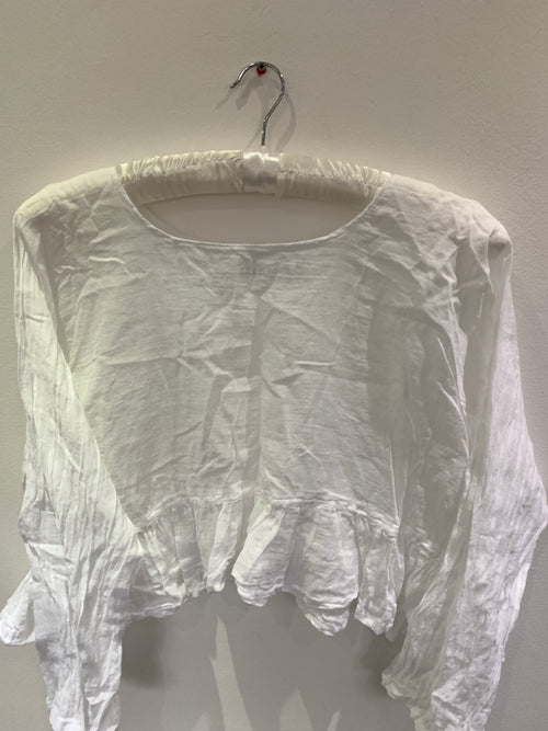 RitaNoTiara White Cotton Frill Top