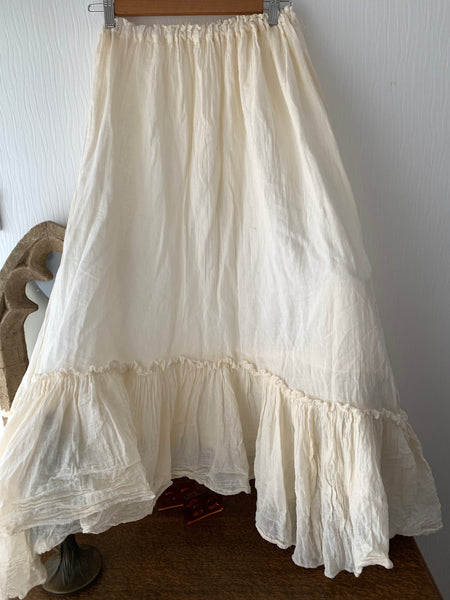 Ivory Cotton Petticoat Skirt Free Size