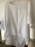 Simple Asymmetric White Linen Top