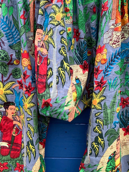 Ready to Ship Frida Kahlo Grey Harem Pants
